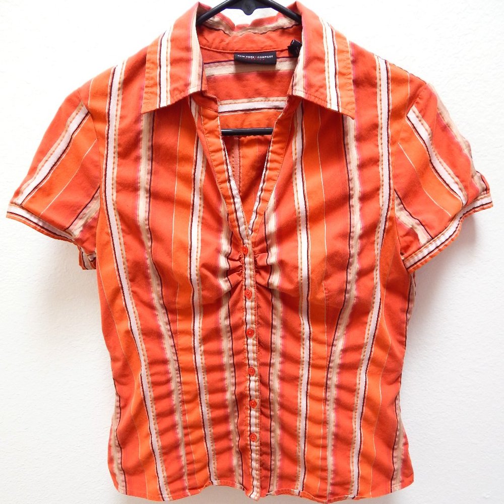 New York & Company Runched Button Up Shirt